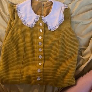 Vintage twee mustard yellow dress with collar